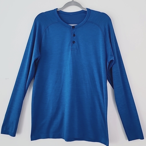 Lululemon Metal Vent Tech Long Sleeve Henley Blue L - Picture 9 of 9